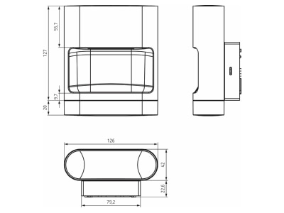 Dimensional drawing Theben theLeda D SUL AL Downlight spot floodlight