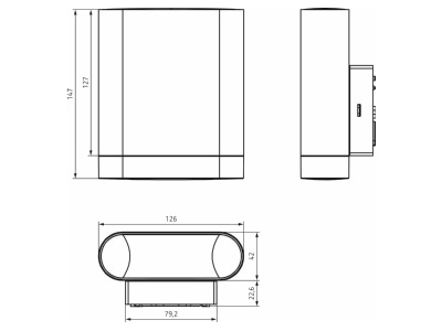 Dimensional drawing Theben theLeda D U AL Downlight spot floodlight
