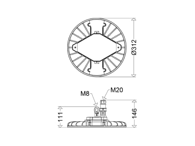 Ma�zeichnung Schuch 3410 L100B D LED Hallenleuchte 5000K breitstr 