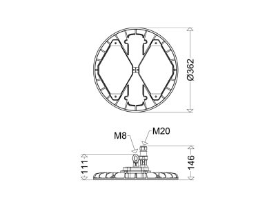 Ma�zeichnung Schuch 3420 L200 D DIMD LED Hallenleuchte 5000K breitstr  DALI