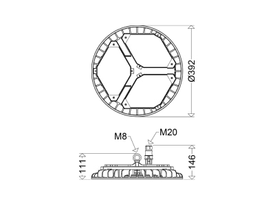 Ma�zeichnung Schuch 3430 L300TB D LED Hallenleuchte 5000K tief breit