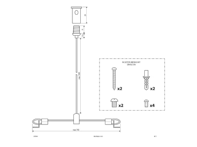 Dimensional drawing EVN BPSAH Suspension cable for luminaires
