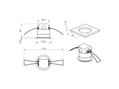 Dimensional drawing BEG PD11 KNXs FLAT ST DE Movement sensor for bus system
