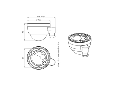 Dimensional drawing BEG PD4 DALI LINK GH AP Movement sensor for bus system
