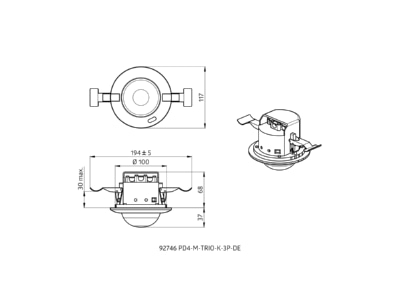 Dimensional drawing BEG PD4 M TRIO K 3P DE Presence detector
