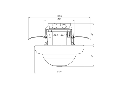 Dimensional drawing BEG PD4N M DACO1C DALI 2 Movement sensor for bus system
