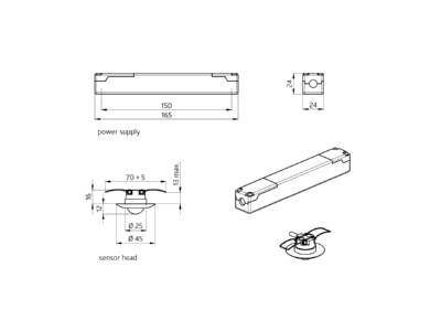 Dimensional drawing BEG PD9 M 2C DE Presence detector
