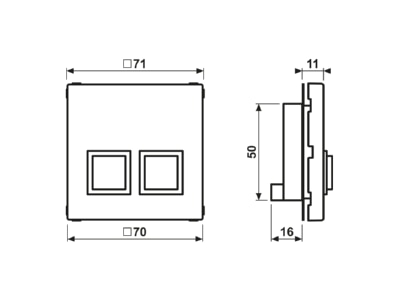 Dimensional drawing Jung NRS LS 0834 DZE WWM Switching device for handicapped people