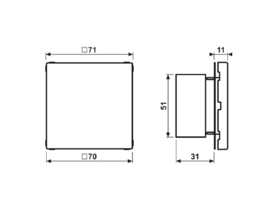 Dimensional drawing Jung NRS LS 0834 NT SWM Switching device for handicapped people