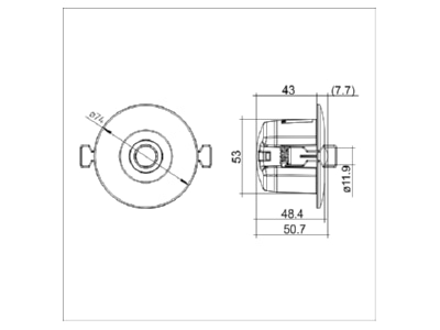 Dimensional drawing Zumtobel MSensor G3  28004638 System component for lighting control