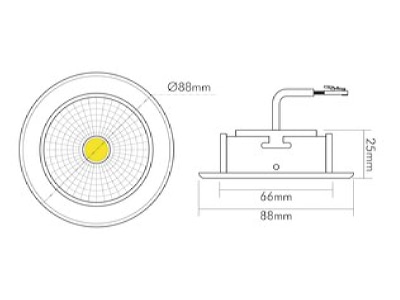 Dimensional drawing Nobile 1857070123 LED downlight 930  350mA  chrome metal