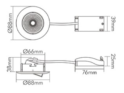 Mazeichnung Nobile 1867050023 LED Downlight 830  weiss