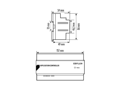 Dimensional drawing ESYLUX APC30 HCL PS DALI 2 Controller for luminaires