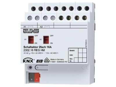 Produktbild Jung 2302 16 REGHM KNX Schaltaktor 2 fach 16A