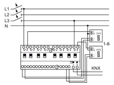 Connection diagram Busch Jaeger 6197 22 EIB  KNX light control unit 
