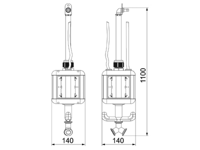 Dimensional drawing 2 OBO VH 4L LG CEE Socket combination hangable IP20