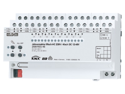 Produktbild Jung 2508 REGHE EIB  KNX Jalousieaktor 8fach 230V AC  4fach 12 48V DC 