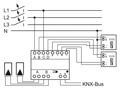 Connection diagram Busch Jaeger 6197 70 EIB  KNX light control unit