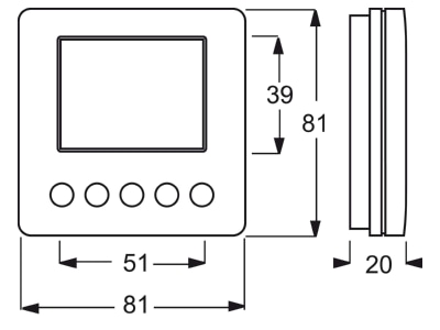 Dimensional drawing Busch Jaeger 6138 11 83 EIB  KNX room thermostat 