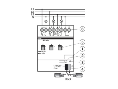 Anschlussbild ABB SE S 3 16 1 EIB  KNX Energieaktor 3fach  zur Erfassung des Energieverbrauchs 