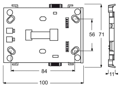 Dimensional drawing Busch Jaeger 6346 10 101 Basic carrier 1 fold for bush priOn for holding and contacting control elements 