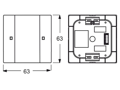 Dimensional drawing Busch Jaeger 6125 02 803 EIB  KNX touch sensor 2 fold 
