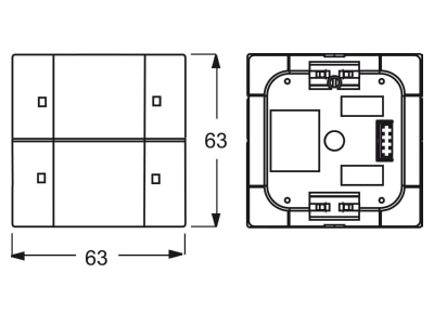 Dimensional drawing Busch Jaeger 6126 01 803 EIB  KNX touch sensor 2 fold 