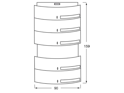 Dimensional drawing Busch Jaeger 6320 50 83 EIB  KNX touch sensor 5 fold 