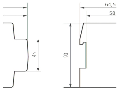 Dimensional drawing Theben 9070880 EIB  KNX area line coupler 