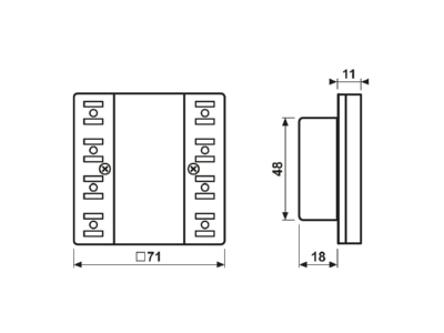 Dimensional drawing 1 Jung LS 5094 TSEM EIB  KNX push button expansion module universal  4 fold 
