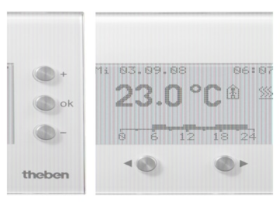 Produktbild Theben 8269210 EIB  KNX Raumcontroller  Display mit Multifunktion in weissem Glas Design 
