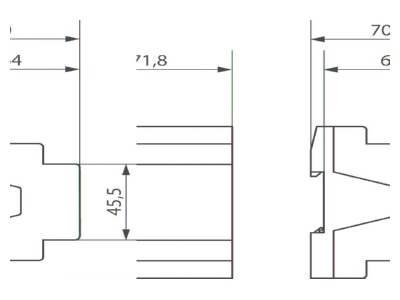 Dimensional drawing Theben BME 6 T KNX EIB  KNX binary input 6 ch 