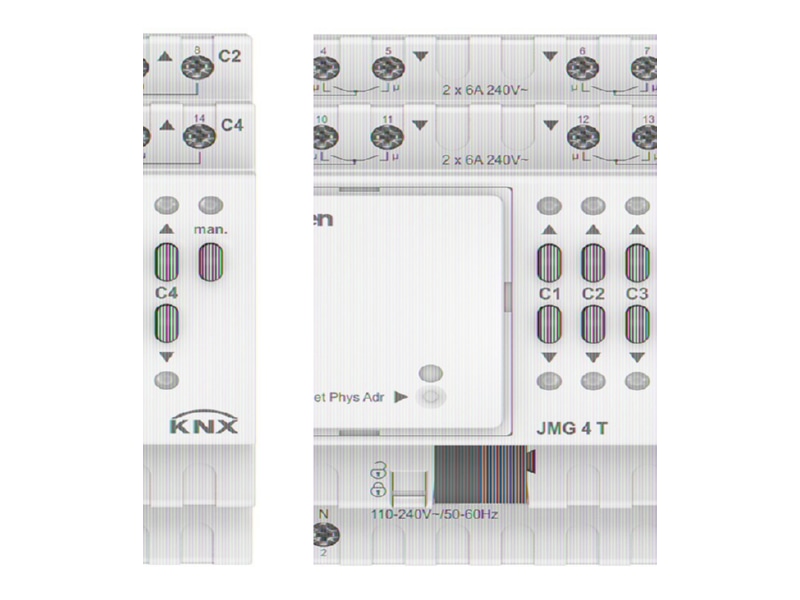 eibmarkt.com - EIB, KNX blind/shutter actuator 4-fold, MIX2, Basic Module,  JMG 4 T KNX
