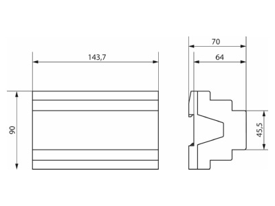 Dimensional drawing Theben BM 12 T KNX EIB  KNX binary input 12 ch 
