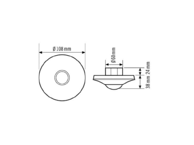 Mazeichnung ESYLUX PD C 360i 8 KNX UP Decken Praesenzmelder KNX 360Grad RW ca 8m UP PD C360i 8 KNX UP ws