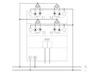 Schaltbild Theben JM 4 T KNX KNX Jalousieaktor 4 fach  o Erweiter 
