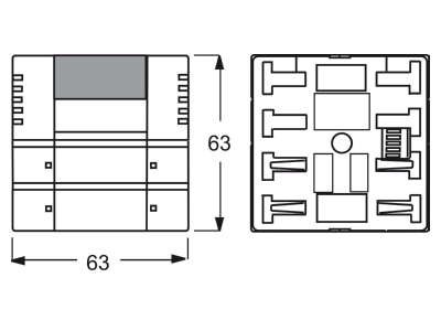 Dimensional drawing Busch Jaeger 6128 28 885 EIB  KNX room thermostat 
