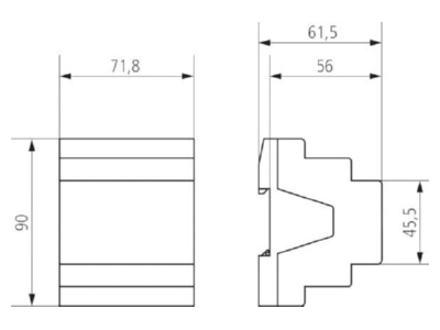 Dimensional drawing 1 Theben RM 8 S KNX EIB  KNX switching actuator 8 ch 
