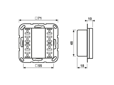 Dimensional drawing Jung A 5178 TSEM EIB  KNX button panel 