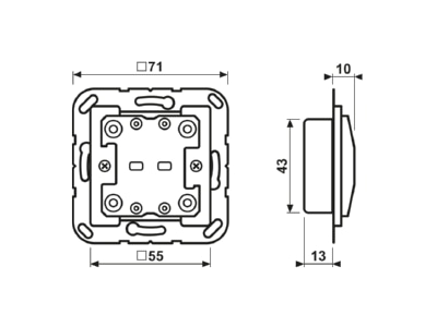 Mazeichnung Jung A10921ST KNX Taster Universal 2 fach