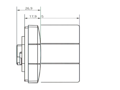 Dimensional drawing Theben LUXORliving iON4 BK Touch sensor for bus system 4 fold
