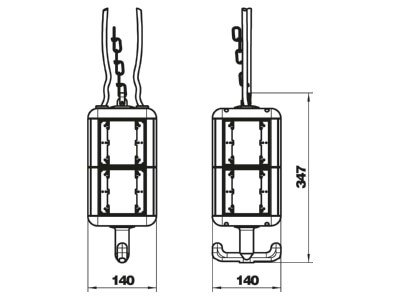 Mazeichnung 2 OBO VH 8 LG Versorgungseinheit IP20 m Griff leer