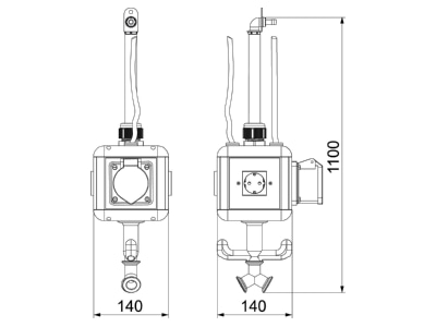 Mazeichnung 2 OBO VH 4L 3SD1C16 Versorgungseinheit IP20 m Griff bestueck