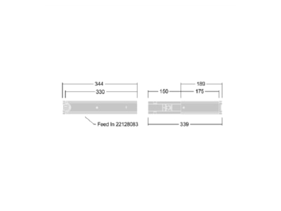 Dimensional drawing Zumtobel CONTUS TE L500 WH End feed for luminaires
