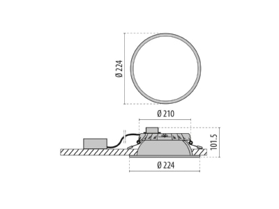 Dimensional drawing Performance in Light 3116577 Downlight spot floodlight 1x24W