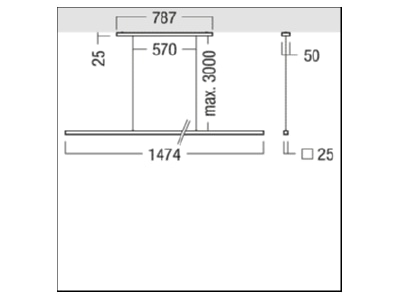 Dimensional drawing Zumtobel LINETIK  42950951 Pendant luminaire LED not exchangeable LINETIK 42950951