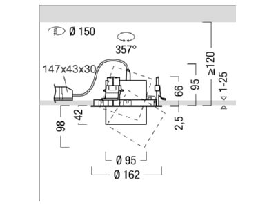 Mazeichnung Zumtobel V2 RM 2400  60716963 LED Einbaustrahler 930  schwarz