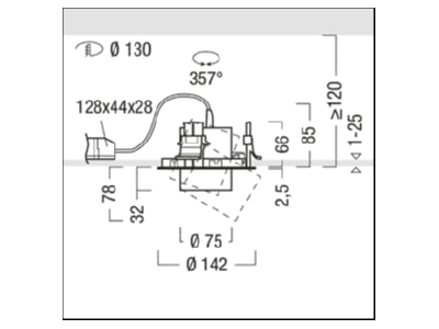 Mazeichnung Zumtobel V2 RS 1800  60716954 LED Einbaustrahler 930  weiss