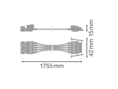 Mazeichnung Ledvance TRUSYSUNIV15005PWIRE Durchgangsleitung 5 pol  1 5m fuer Blindfelder