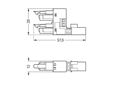 Dimensional drawing WAGO 890 1634 Compact distributor installation